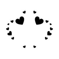 A symmetrically arranged halo of black hearts on a white background, forming a gentle, loving pattern. vector