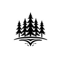 Stylized Minimalist Forest Silhouette Depicting Evergreen Trees on a Curved Ground Element, Suitable for Outdoors Nature Themes. vector