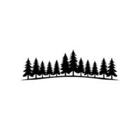 Silhouette of a dense evergreen forest line against a clean white background, creating a minimalist nature scene. vector