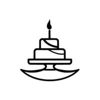A Minimalist TwoTiered Cake on Pedestal, Topped with a Lit Candle, in Clean Black and White vector