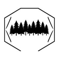 Silhouette of a pine forest within a geometric grayoutlined frame, set against a clean white background, creating a minimalist, . vector