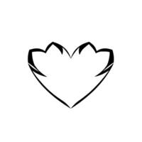 Stylized Black Outline of Heart with MountainLike Peaks, Minimalist, Abstract, on White Backdrop. vector