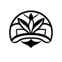 Black and White Mandala Floral Pattern within a Symmetrical Arc on White Background. vector