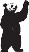 Panda Defending Body slightly raised with arms lifted, possibly in an alert or defensive posture. full length silhouette black illustration vector
