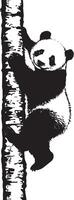 Panda Climbing Body climbing a tree with paws gripping the trunk, legs extended for support. full length silhouette black illustration vector