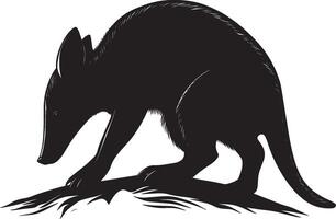 Aardvark Climbing Body slightly raised, using claws to scale a mound or small obstacle. full length silhouette black illustration vector