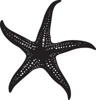 Starfish Moving Along the Ocean Floor Body positioned low with arms extended, slowly crawling across the seabed. Full-length silhouette black design. vector