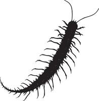 Centipede Hunting Body elongated with legs extended, moving quickly to capture prey. full length silhouette black illustration vector