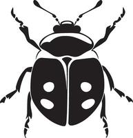 Ladybug in Defensive Stance Body arched with wings partially open and legs spread wide, ready to defend itself. Full-length silhouette black design. vector