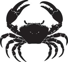 Crab Defending Body raised with claws open and spread, ready to strike in a defensive posture. full length silhouette black illustration vector