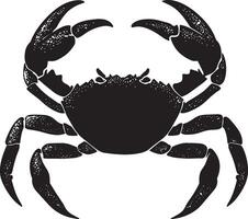 Crab Hiding Body partially covered with sand or rocks, legs and claws visible, resting or seeking shelter. full length silhouette black illustration vector