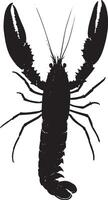 Lobster Hiding Body partially hidden, legs and claws visible. full length silhouette black illustration vector