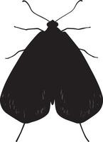 Moth in Crawling Motion Body close to the surface with legs extended, moving slowly and deliberately. Full-length silhouette black design. vector
