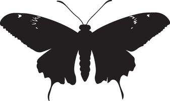 Moth Resting with Wings Spread Wings opened slightly, body resting on a surface with legs tucked underneath. full length silhouette black illustration vector