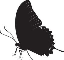 Butterfly in Motion A silhouette illustration depicting a butterfly crawling along a surface vector