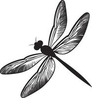 Dragonfly Turning Body mid-turn with wings angled and legs extended in a curved path. full length silhouette black illustration vector