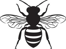 Bee Resting Body still on a surface or flower with wings folded and antennae relaxed. full length silhouette black illustration vector