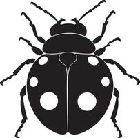 Ladybug Crawling Body low to the surface with legs extended and moving in a rhythmic pattern. full length silhouette black illustration vector