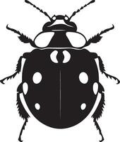 Ladybug Resting Body still with legs tucked under, wings closed, and antennae relaxed. full length silhouette black illustration vector