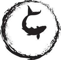 Goldfish Playing Swimming around playfully in circles or darting back and forth with tail flicking. full length silhouette black illustration vector