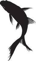 Goldfish Hovering Body suspended motionless in place with fins and tail extended. full length silhouette black illustration vector