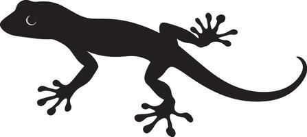 Gecko stalking body close to the ground, head stretched forward, and eyes fixed on its prey in a full-length silhouette. vector