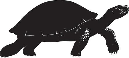 Turtle Walking Slow, steady steps with legs extended and body low to the ground. full length silhouette black illustration vector