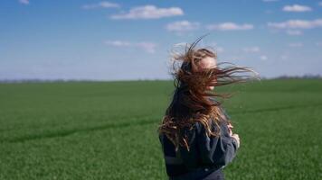 Girl Running Through Field. Free girl running fun across the green field video