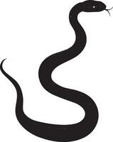 Snake in motion undulating gracefully, body curved as it slithers across the surface in a black outline. vector