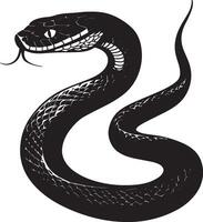 Snake Hunting Head raised and body extended forward with alert posture, tail still. full length silhouette black illustration vector