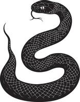 Snake Resting Body still, lying in a relaxed coil or stretched out flat with head low. full length silhouette black illustration vector