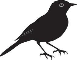 Robin leaping body lifted, feet suspended in the air, and tail slightly elevated in a black outline. vector