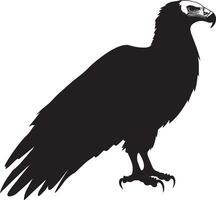 Vulture in motion taking slow steps with head extended forward and wings slightly raised in a full-length silhouette. vector