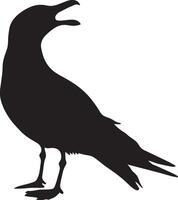 Seagull Shouting Beak raised, head arched, voice echoing, full silhouette . vector