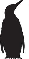 Penguin Communicating Standing tall head raised and beak open. full length silhouette black illustration vector