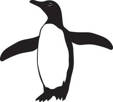 Penguin in Motion Wings flapping, moving on land or water, full-length silhouette . vector