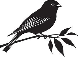Sparrow Resting Sitting on the ground or branch wings folded body relaxed. full length silhouette black illustration vector