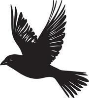 Sparrow Flapping Quick wing beats while hovering or preparing to take off. full length silhouette black illustration vector