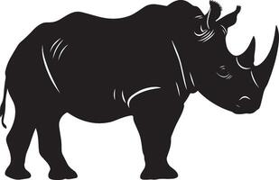 Rhino Sniffing Nose forward, body slightly crouched, alert posture. full length silhouette black illustration vector