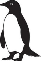 Penguin Strolling Waddling along, body steady, tail flowing, full silhouette design. vector