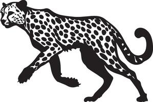 Cheetah Turning Body angled sharply while sprinting or changing direction. full length silhouette black illustration vector