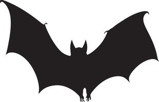 Bat Flapping Wings in a rapid flapping motion, body angled slightly forward. full length silhouette black illustration vector