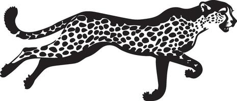 Cheetah Running Body stretched, legs extended, tail moving swiftly, black silhouette . vector