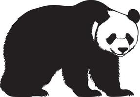 Panda in Motion Nose extended, body low, alert stance, silhouette illustration. vector