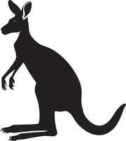 Kangaroo Stretching Front paws extended forward, back arched, tail extended behind. full length silhouette black illustration vector
