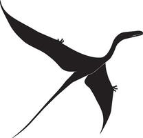 Pteranodon A sizable flying reptile featuring a long neck, toothless beak, and extensive wingspan, full-length black silhouette illustration. vector