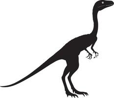 Coelophysis - A slender, agile bipedal dinosaur with a long tail, small head, and lightweight body. full length silhouette black illustration vector