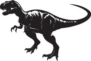 Giganotosaurus A colossal carnivore with a muscular build, long tail, and powerful limbs adapted for swift movement, complete black silhouette design. vector