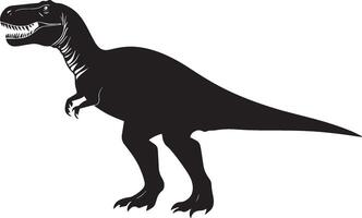 Giganotosaurus An enormous theropod with a sturdy body, long tail, and formidable legs built for agility and force, full black silhouette illustration. vector