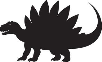 Stegosaurus Fending Off Attack A Stegosaurus using its spiked tail to fend off an approaching predator. full length silhouette black illustration vector